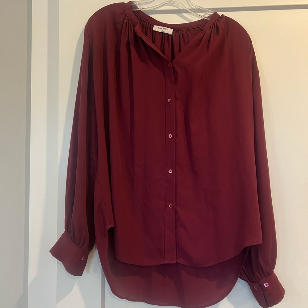 Aritzia Babaton Deep Burgundy Blouse